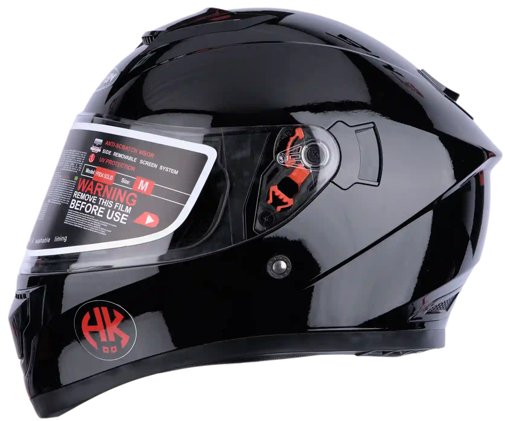 CASCO HOKEN 834 MONOCOLOR BASICO - NEGRO BRILLO